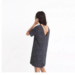 Madewell zip back dot scatter black white dress